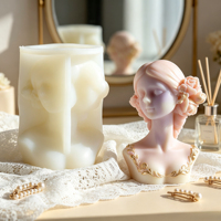 Moule en silicone Fille aux yeux fermés pour bricolage en béton, plâtre, résine, bougie, savon, ornement artistique – Prise en charge des motifs personnalisés