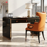 Silla de Oficina de Cuero y Madera Maciza de Estilo Italiano de Lujo Personalizada, Acabado Brillante Tipo Piano, Enchufe Integrado, Duradera y Portátil