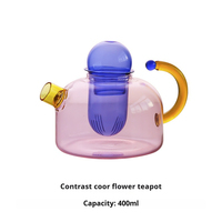 Théière en verre borosilicate de haute qualité, résistante à la chaleur, design transparent, pour la préparation du thé, compatible avec les cuisinières, vente en gros, Noble Happy 400 ml