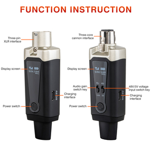 XTUGA SM01 <strong>UHF</strong> Wireless Microphone System XLR <strong>Transmitter</strong> and Receiver Pick up for Adptador Sem Fio Para Guitarra - Product Image 6