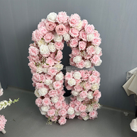 Décoration florale artificielle en lettres pour fond de scène de mariage, ornement floral en lettres
