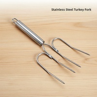 Fourchette à découper en acier inoxydable à 4 dents, lève-viande robuste, écologique et portable, outils de grillade pour dinde, steak, cuisse d'agneau