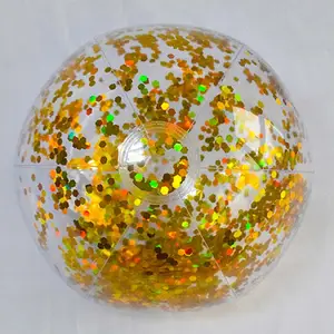 Großhandel Sommer Schwimmbad Ball 16 Zoll 40CM Klar Transparent PVC Glitters Aufblasbarer Wasserball