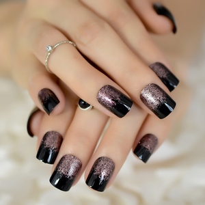 Uñas Postizas Cuadradas <span class=keywords><strong>con</strong></span> <span class=keywords><strong>Purpurina</strong></span>, Puntas Francesas <span class=keywords><strong>con</strong></span> <span class=keywords><strong>Purpurina</strong></span>, Suministros para Uñas Negras, Productos de Belleza para Salón, <span class=keywords><strong>Manicura</strong></span> - Product Image 3