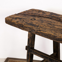 Table basse console rustique en bois d'orme recyclé noir de style chinois traditionnel pour maison de campagne