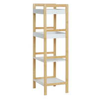 Étagère d'angle autoportante en bambou à 4 niveaux pour salle de bain, cuisine et salon – Chariot de rangement multifonctionnel