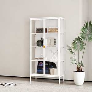 Vitrina de exhibición con 2 puertas de vidrio, armario de acero, mueble de almacenamiento, armario metálico, casillero para sala de estar, estantería de acero, librero - Product Image 2