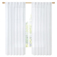 Rideaux classiques en polyester blanc toutes saisons, longueur 2 panneaux, pour salon, voilages semi-transparents filtrant la lumière, avec passe-tringle