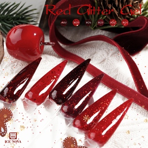 Vernis à ongles gel <span class=keywords><strong>rouge</strong></span> pailleté avec feuille d'or, nouvelle mode 2026, art des ongles, colle pour le visage, vernis à ongles de haute qualité - Product Image 5