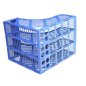 Porte-fichiers en plastique à 3 niveaux, organisateur de bureau bleu, plateau de rangement pour documents de bureau - Product Image 4