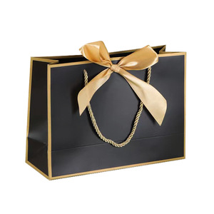 Reusable Luxury Paper Gift <b>Bag</b> Simple Frame Appearance Handcraft <b>Small</b> Business Shopping <b>Bags</b> Personal Logo <b>Bag</b> with Gold Edge - Product Image 2