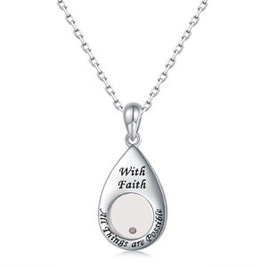 Collier minimaliste en acier inoxydable en forme de goutte d'eau avec graines de moutarde, bijou de foi pour femme, résistant au ternissement - Product Image 6