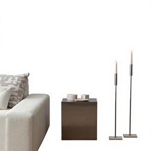 Porte-bougie moderne en métal pour bougie pilier haute avec cylindre en verre, pour décoration de salon et de maison - Product Image 5