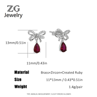 Boucles d'oreilles pendantes ZG avec nœud papillon et pierre précieuse taille poire, en laiton étincelant, bijoux délicats pour soirées et fêtes