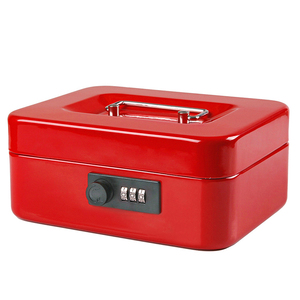 <span class=keywords><strong>Durable</strong></span> 5 Căn Hộ Cột An Ninh Red Metal Petty Cash <span class=keywords><strong>Safe</strong></span> Box Với Removable Coin Tray - Product Image 1