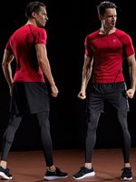 Chemises de sport pour hommes, amples, unies, en jersey tricoté, anti-boulochage, élastiques, à manches raglan, pour l'entraînement estival, athlétiques, à compression