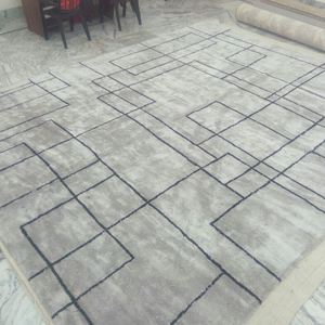 Tapis moderne personnalisé noué à la main en laine/soie motif abstrait lavable résistant aux taches Carreaux de tapis décoratifs pour la maison - Product Image 1