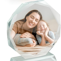 Trophée personnalisé vierge, plaque octogonale en cristal gravée, impression UV par sublimation, coffret cadeau DIY, cadeau d'affaires, cadeau de fêtes