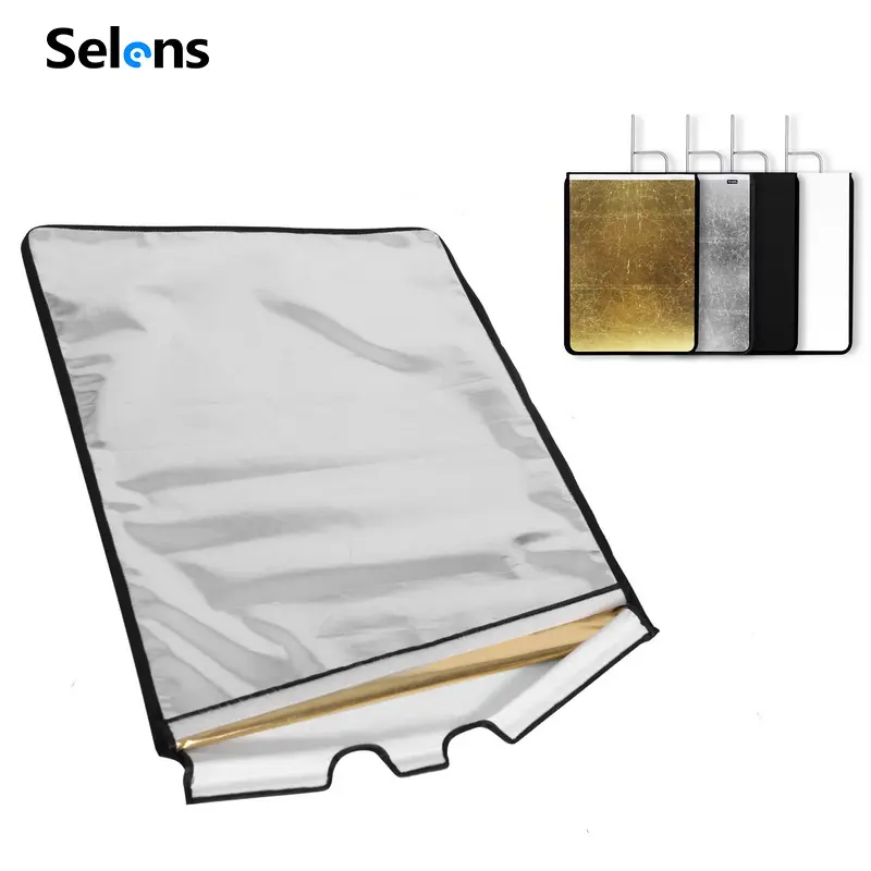 Selens กรอบธงผ้าสะท้อนแสงขนาด45X60ซม.,4สีสีสีทองเงินสีดำสีขาวสำหรับสตูดิโอกรอบธงสเตนเลส