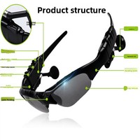 Gafas de Sol Polarizadas Inteligentes BT5 5.0 con Marco de ABS, Llamadas Manos Libres, Control por Botones, Batería de 130 mAh, Carga Tipo C