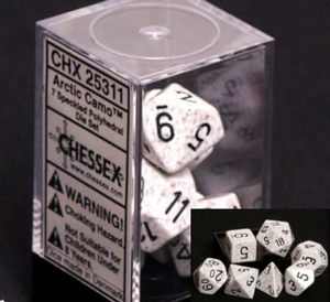 Ensemble de <span class=keywords><strong>dés</strong></span> <span class=keywords><strong>Chessex</strong></span> Polyhedral 7-Die, 7 pièces, camouflage arctique moucheté - Product Image 2