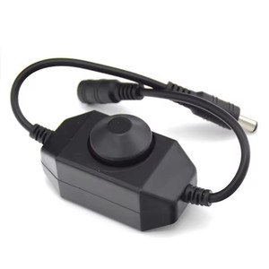 Led <b>Dimmer</b> Controller With Rotary Knob Dc Male Female Plug Single Color Light Brightness Adjustment Manual Switch Plastic Body - Product Image 3
