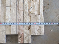 Revêtement mural en pierre de travertin naturel empilée, pierre de culture beige, pour façade extérieure de villa