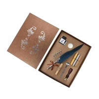Ensemble de plumes rétro avec 5 pointes d'encre, décoration de bureau vintage pour la calligraphie, coffret cadeau pour mariage ou Noël