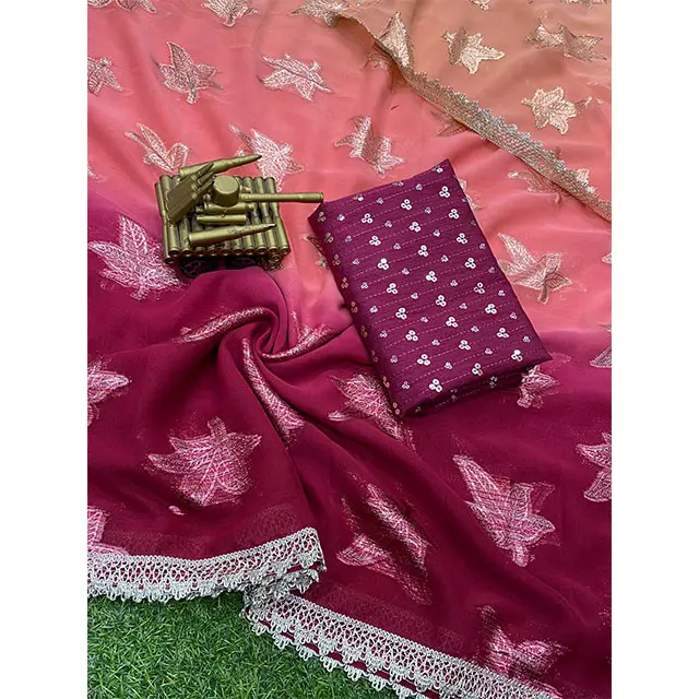 쉬폰 sarees surat 블라우스 조젯 남쪽 인도 결혼식 신부 착용 적갈색 매일 정장 자카드 saree 준비 만든 사리