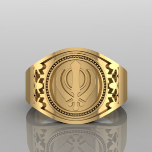 Sikh khhalsa חותם טבעת גברים 18 קראט מצופה זהב 18 קראט טבעת מתנה עמיד למים - Product Image 5