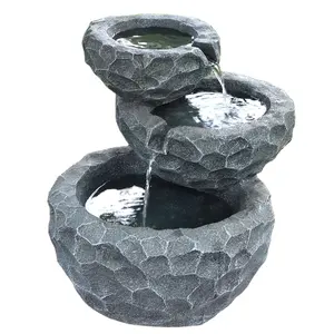 Cascading Stone Granit Garten Statue Meerjungfrau Brunnen Wand Poly resin Wasser brunnen montiert