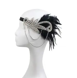 Wanita Tahun 1920 Vintage Bridal Headpiece Rambut Kostum Aksesoris Flapper Great Gatsby Daun Medali Mutiara Headband