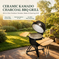 Barbecue en céramique d'extérieur, fumoir au charbon de bois, four rond en céramique, cuisson lente, style américain, Kamado Grill de Guangdong, 60 lb
