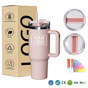 Gobelet <span class=keywords><strong>isotherme</strong></span> personnalisé en acier inoxydable de 40 oz avec <span class=keywords><strong>poignée</strong></span> pour l'extérieur, tasse à café imprimée avec logo, disponible en 20 oz, 30 oz, 40 oz - Product Image 1