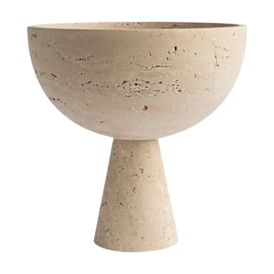 Design moderno Beige <span class=keywords><strong>travertino</strong></span> pietra di marmo piedistallo lucidato regali per la casa ciotole di frutta vaso per il servizio decorativo ciotole curve - Product Image 2