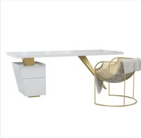 Table de bureau de direction moderne en blanc, à bord arrondi et brillant, de fabrication chinoise, pour salon ou bureau