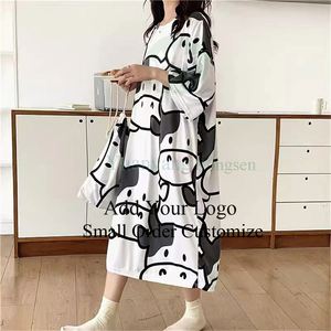 Nuovo Design Abito Lungo da Donna Casual con Mezza Manica, Collo Classico, in Chiffon, con Cintura in Vita, Stampa e Spacco sull'Orlo - Product Image 2