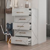 Commode blanche brillante à 5 tiroirs, meuble de rangement, Offre Spéciale