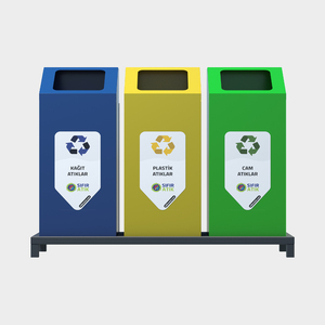 Juego de 3 Contenedores de Reciclaje Metálicos BDB, Unidad de Recolección de Residuos, Suministro al por Mayor - Product Image 3