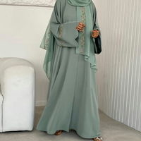 Sharut Islamic Zhejiang EID Ramadan Blouse Kimono Modeste Ethnique pour Femme Musulmane, avec Broderie Nœud, en Polyester Respirant Nida