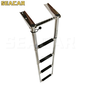 Seacar 4-Step Stainless Steel Boat Ladder With Handrails For <b>Yacht</b> Deck Access - Product Image 4