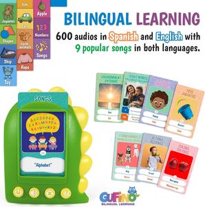 Cartes mémoire en <span class=keywords><strong>espagnol</strong></span> pour enfants, cartes mémoire bilingues avec audio, cartes d'apprentissage de l'anglais, jouets interactifs pour le développement linguistique - Product Image 2