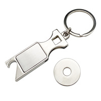 Porte-clés décapsuleur 2-en-1 personnalisé en acier inoxydable vierge, avec puce de déverrouillage de chariot, logo personnalisé, vente en gros