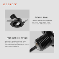 Mini focos LED COB redondos RA90 3W con luz de enfoque integrada antideslumbrante para decoración del hogar Cuerpo de lámpara de aluminio de lujo