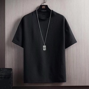T-Shirt a maniche corte da uomo estiva a <span class=keywords><strong>mezza</strong></span> <span class=keywords><strong>manica</strong></span> Top in cotone di seta di ghiaccio vestiti di lino tinta unita <span class=keywords><strong>camicia</strong></span> <span class=keywords><strong>bianca</strong></span> da uomo - Product Image 2