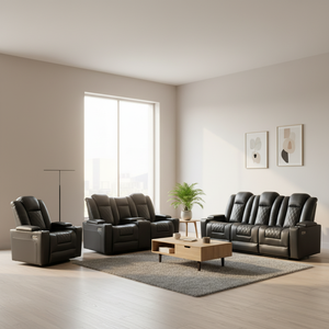 Sofá reclinable con altavoz Bluetooth, luz LED, reclinable eléctrico, juego de sillones reclinables de cuero de lujo, sofá eléctrico para sala de estar - Product Image 3