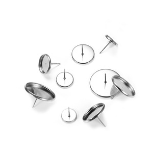 Base de boucles d'oreilles en acier inoxydable, ronde, 6-25 mm, pour la fabrication de bijoux - Product Image 1