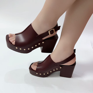 Y 37-42 Nuovi <span class=keywords><strong>Sandali</strong></span> da Donna con <span class=keywords><strong>Borchie</strong></span> e Tacco Spesso Versatili e alla Moda <span class=keywords><strong>Sandali</strong></span> con Tacco Alto - Product Image 1