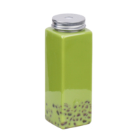Tasse à thé au lait Bouteille en plastique PET jetable avec couvercle Tasse à boisson à emporter carrée de 500ml avec jus