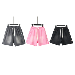 Hell Washed Black Star Casual Shorts per uomo 100% cotone a metà vita chiusura con coulisse modello solido per l'estate - Product Image 1